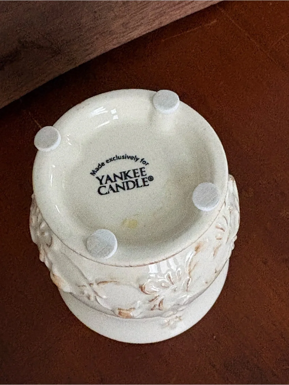 Yankee Candle Ceramic Votive Holder White Floral Pedestal Decorative